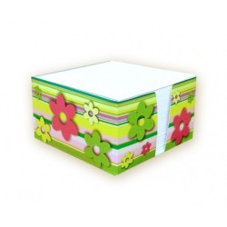 Kostka papierowa w pudełku - kolorowe kwiatki