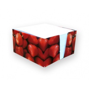 Kostka papierowa w pudełku - truskawki